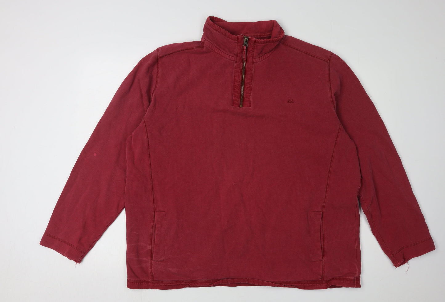 Mens UK Size XL Marks and Spencer Red 1/4 Zip Sweatshirt