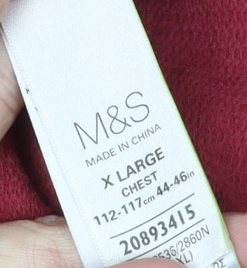 Mens UK Size XL Marks and Spencer Red 1/4 Zip Sweatshirt