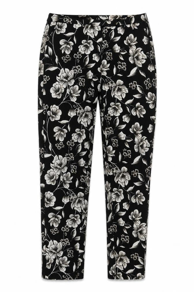 Dorothy Perkins Women's Black Floral Cropped Trousers Size 8