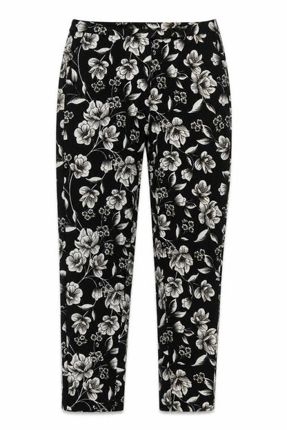 Dorothy Perkins Women's Black Floral Cropped Trousers Size 8