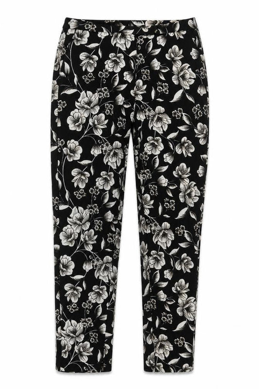 Dorothy Perkins Women's Black Floral Cropped Trousers Size 8