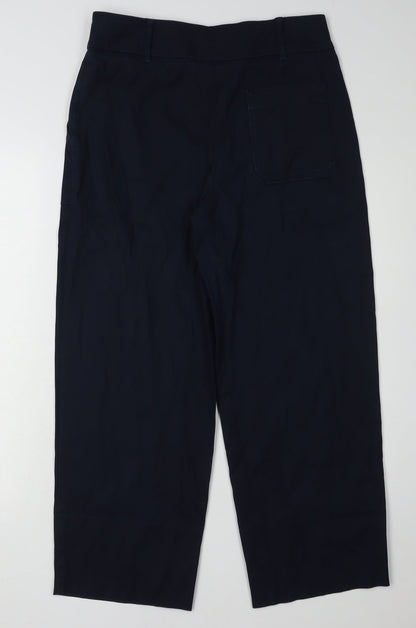 Womens UK Size 10L NEXT Regular Fit Cropped Black Trousers