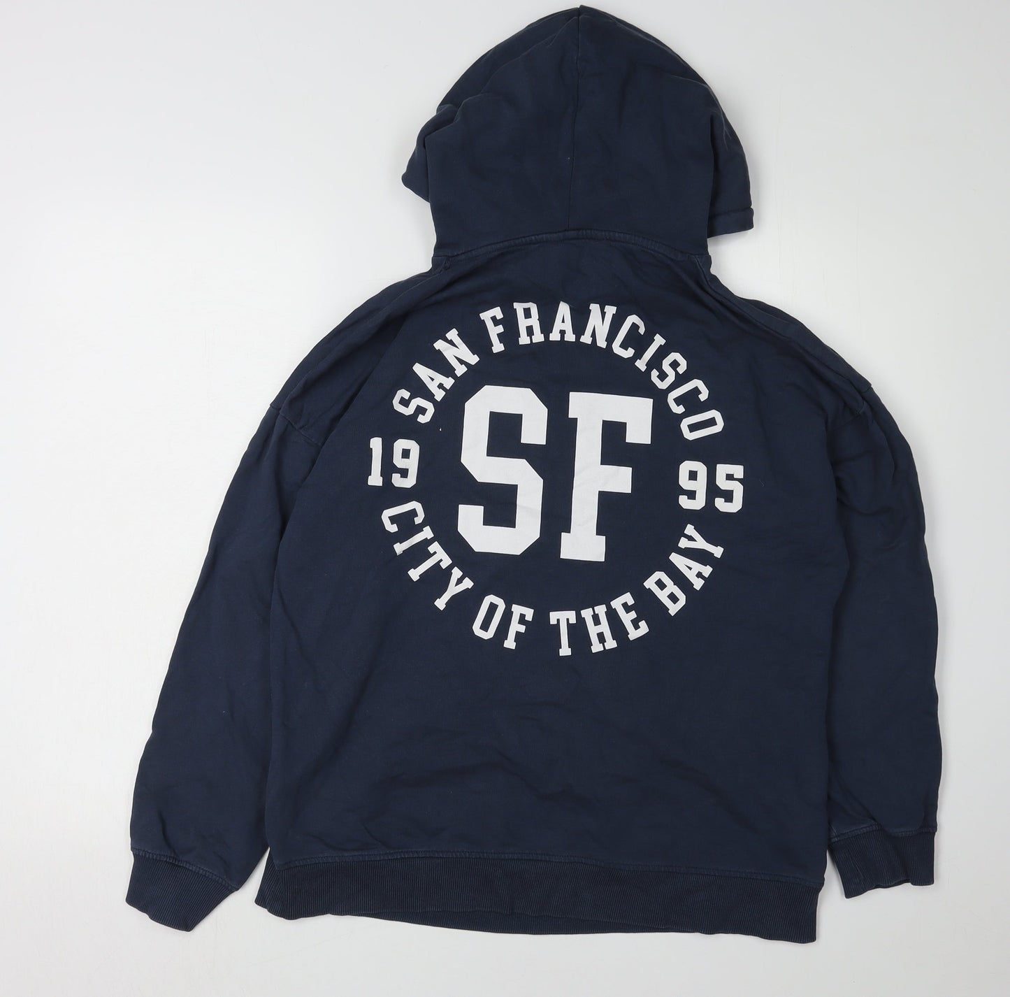 MNG Unisex Blue Pullover Hoodie M Logo Graphic