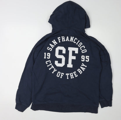 MNG Unisex Blue Pullover Hoodie M Logo Graphic