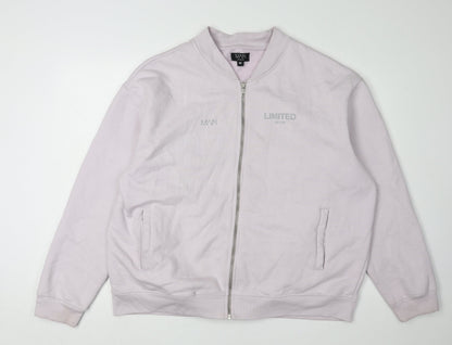 Mens UK Size M boohooMAN White Full Zip Sweatshirt