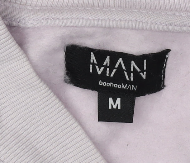 Mens UK Size M boohooMAN White Full Zip Sweatshirt