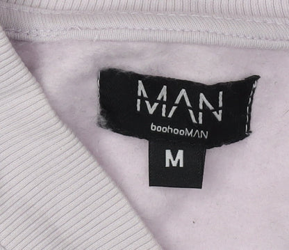 Mens UK Size M boohooMAN White Full Zip Sweatshirt