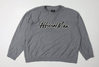 Mens UK Size XL boohooMAN Grey Pullover Sweatshirt