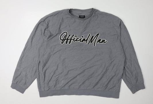 Mens UK Size XL boohooMAN Grey Pullover Sweatshirt