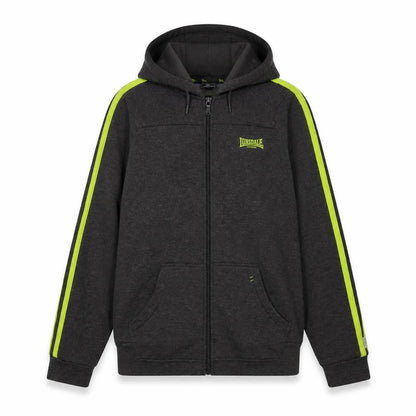 Front view of Lonsdale unisex grey full zip hoodie, size 10