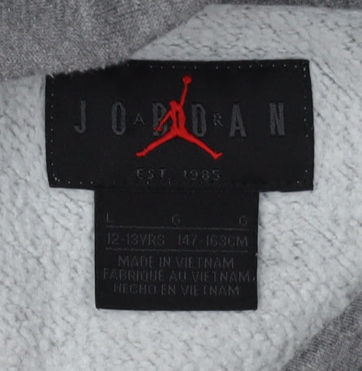 Jordan Boys Grey Hoodie, Logo, Pullover, L