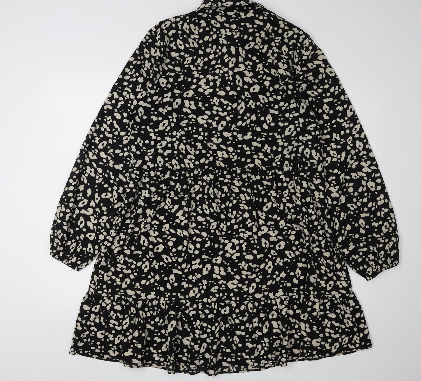 New Look Women's Black Animal Print Shirt Dress Size 14