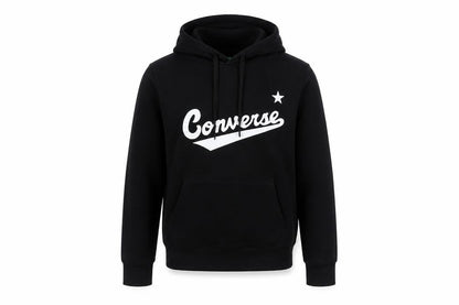 Front view of Converse boys’ black hoodie xs pullover logo casual