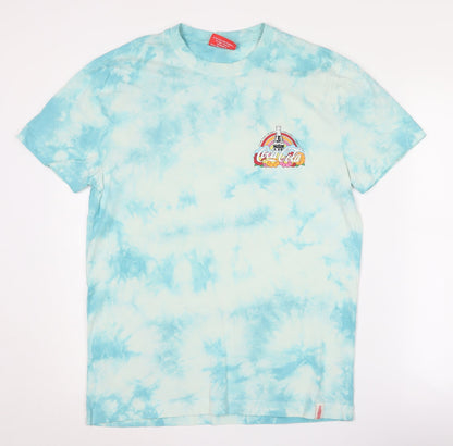 Unisex Adults UK Size M Coca-Cola Blue Basic T-Shirt