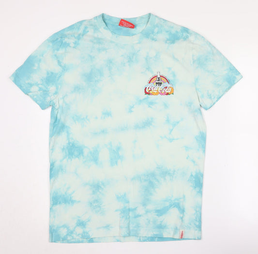 Unisex Adults UK Size M Coca-Cola Blue Basic T-Shirt