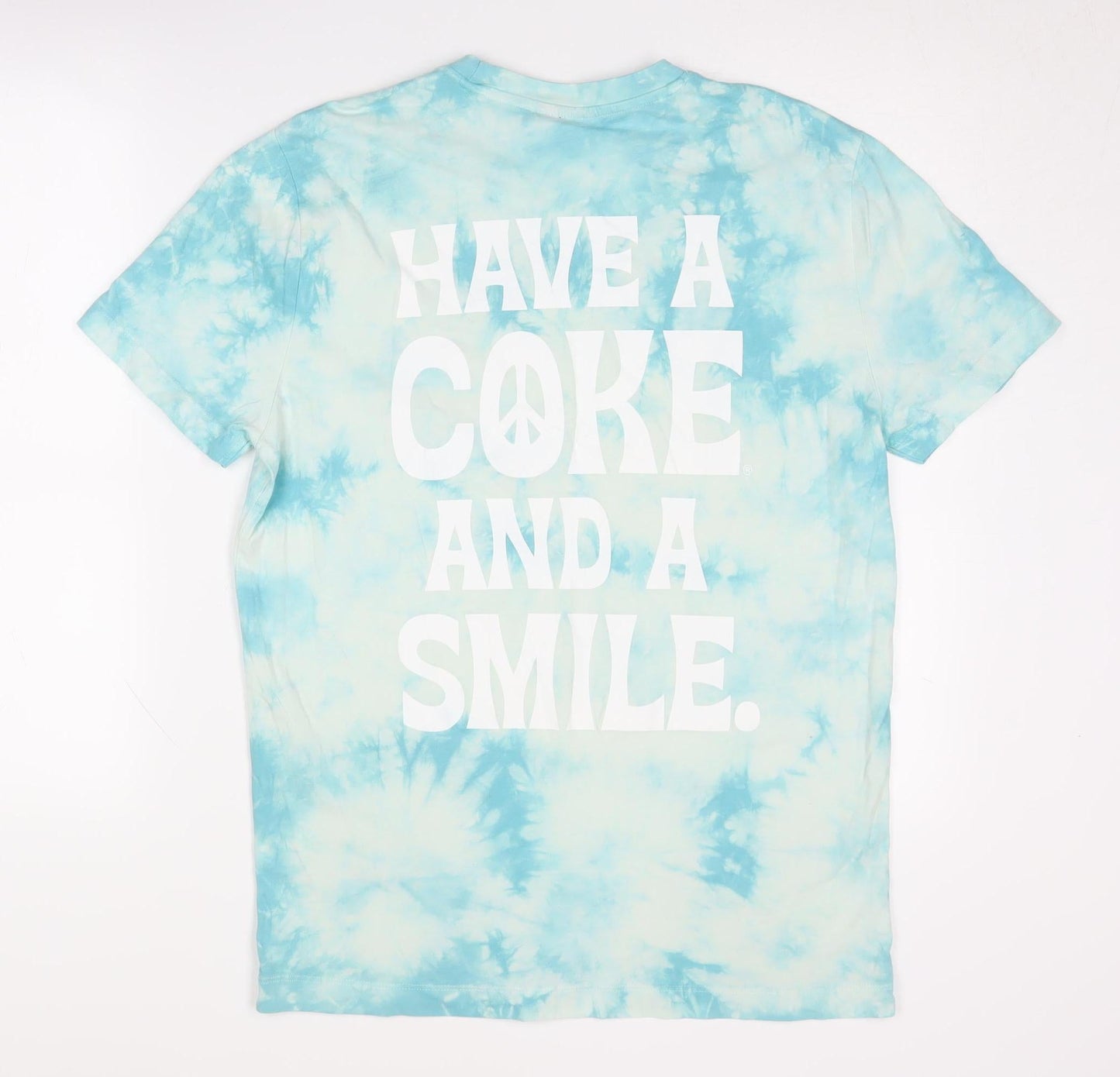 Unisex Adults UK Size M Coca-Cola Blue Basic T-Shirt
