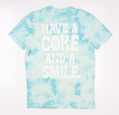 Unisex Adults UK Size M Coca-Cola Blue Basic T-Shirt
