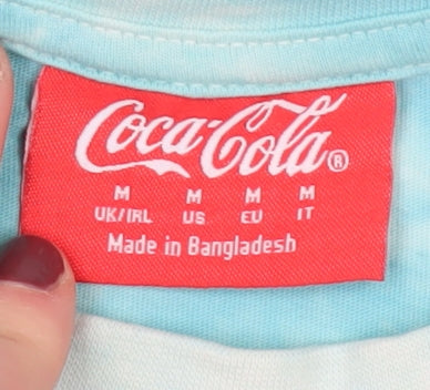 Unisex Adults UK Size M Coca-Cola Blue Basic T-Shirt