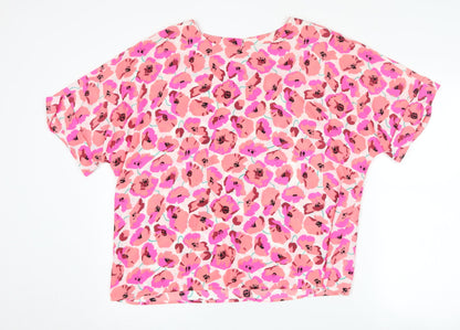 Womens UK Size 16 Warehouse Pink Basic T-Shirt