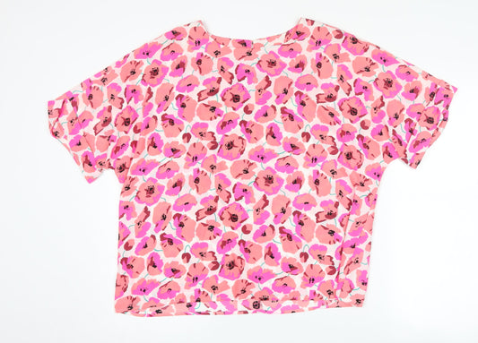 Womens UK Size 16 Warehouse Pink Basic T-Shirt