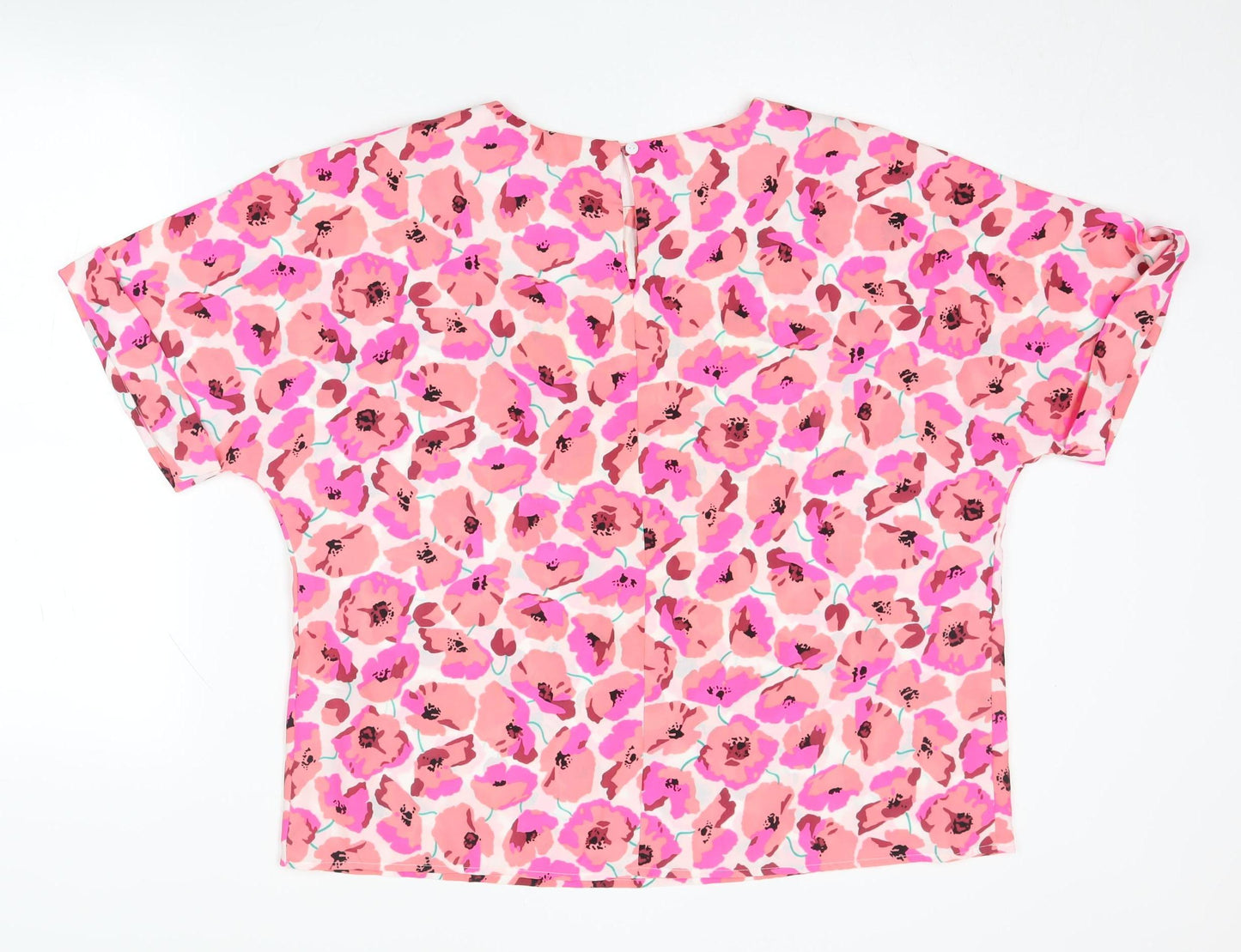 Womens UK Size 16 Warehouse Pink Basic T-Shirt