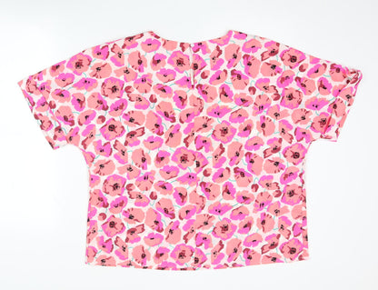 Womens UK Size 16 Warehouse Pink Basic T-Shirt