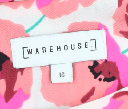 Womens UK Size 16 Warehouse Pink Basic T-Shirt