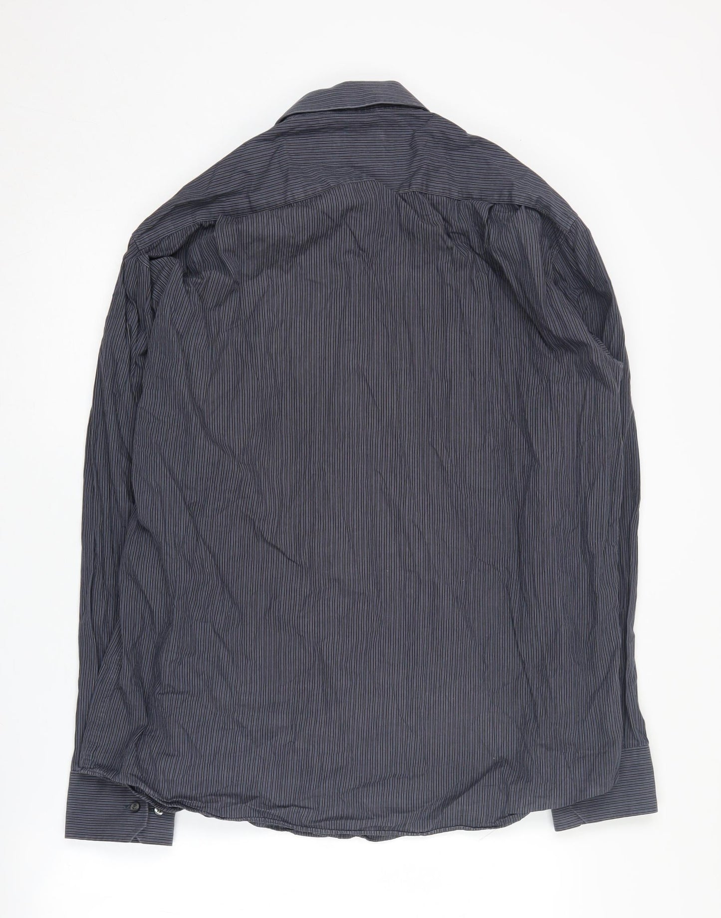 Marks and Spencer Men's Striped Shirt, Grey - Size 42