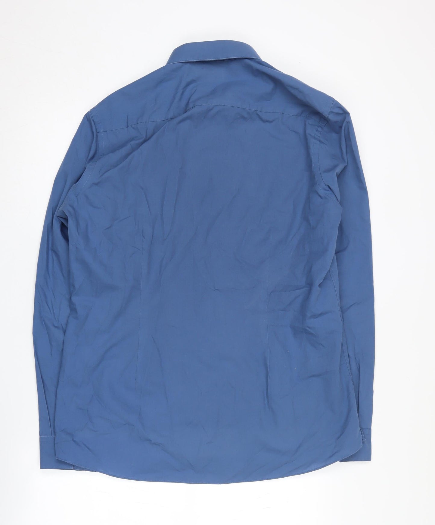 Next Men's Blue Slim Fit Long Sleeve Shirt, Size 17.5