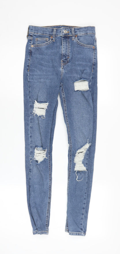 Topshop Women's Blue Distressed Skinny Jeans - Size 9