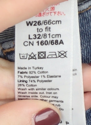 Topshop Women's Blue Distressed Skinny Jeans - Size 9