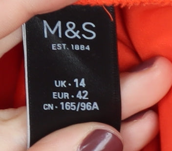 Womens UK Size 14 Marks and Spencer Orange Tunic Blouse