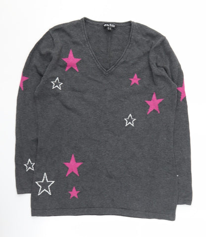 Womens UK Size 12 Marble Grey Pullover Jumper