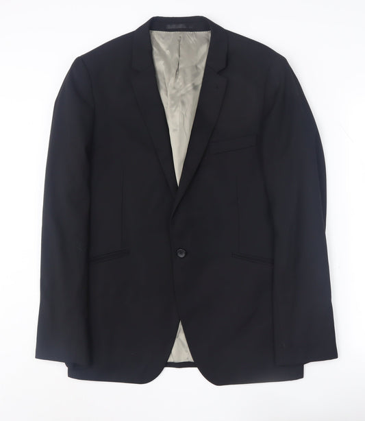 Mens UK Size 42 Topman Regular Black Suit Jacket