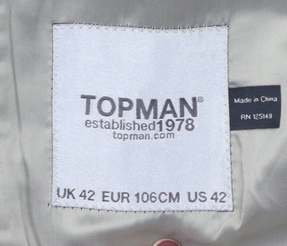Mens UK Size 42 Topman Regular Black Suit Jacket