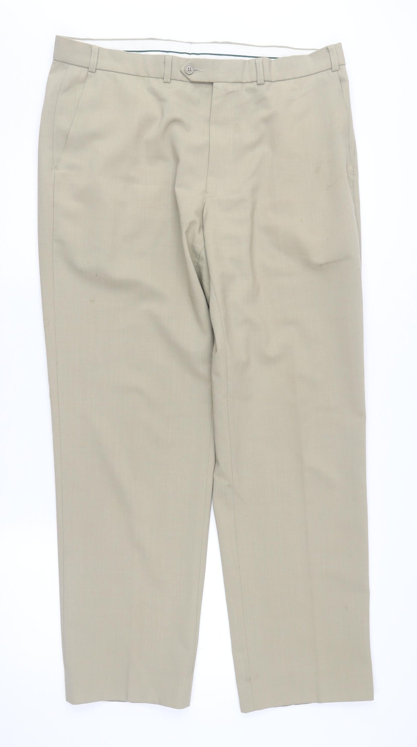Marks and Spencer Men's Beige Regular Fit Trousers