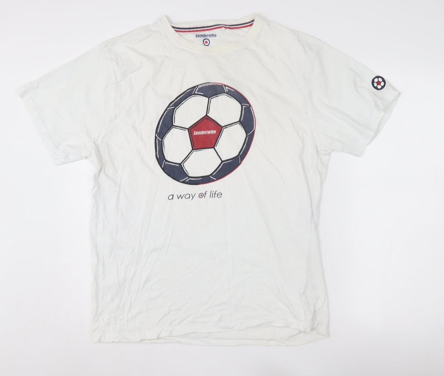 Lambretta Men's White 2XL Football Graphic T-Shirt