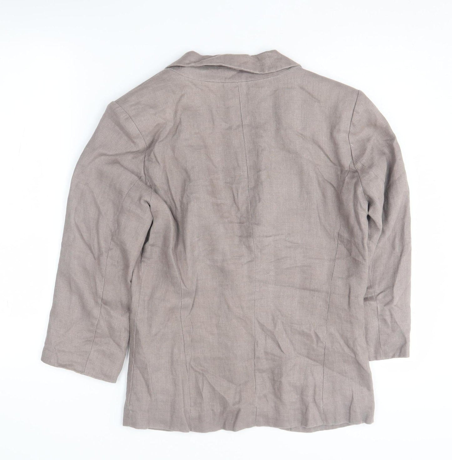 Malvin Women's Brown Linen Blazer Size 12 Single-Breasted