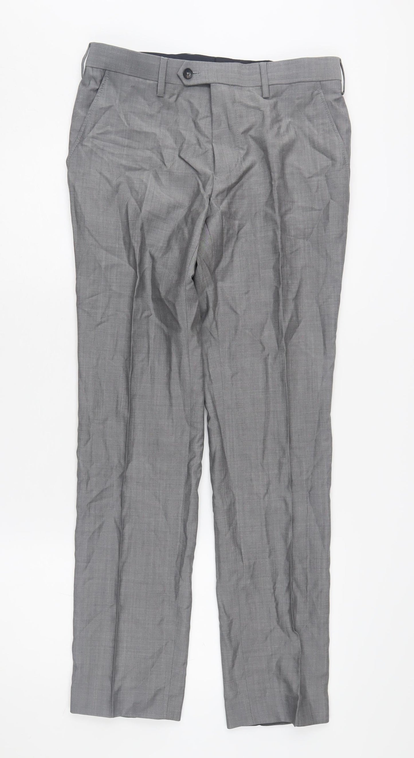 Next Men's Grey Wool Dress Pants - Size 30