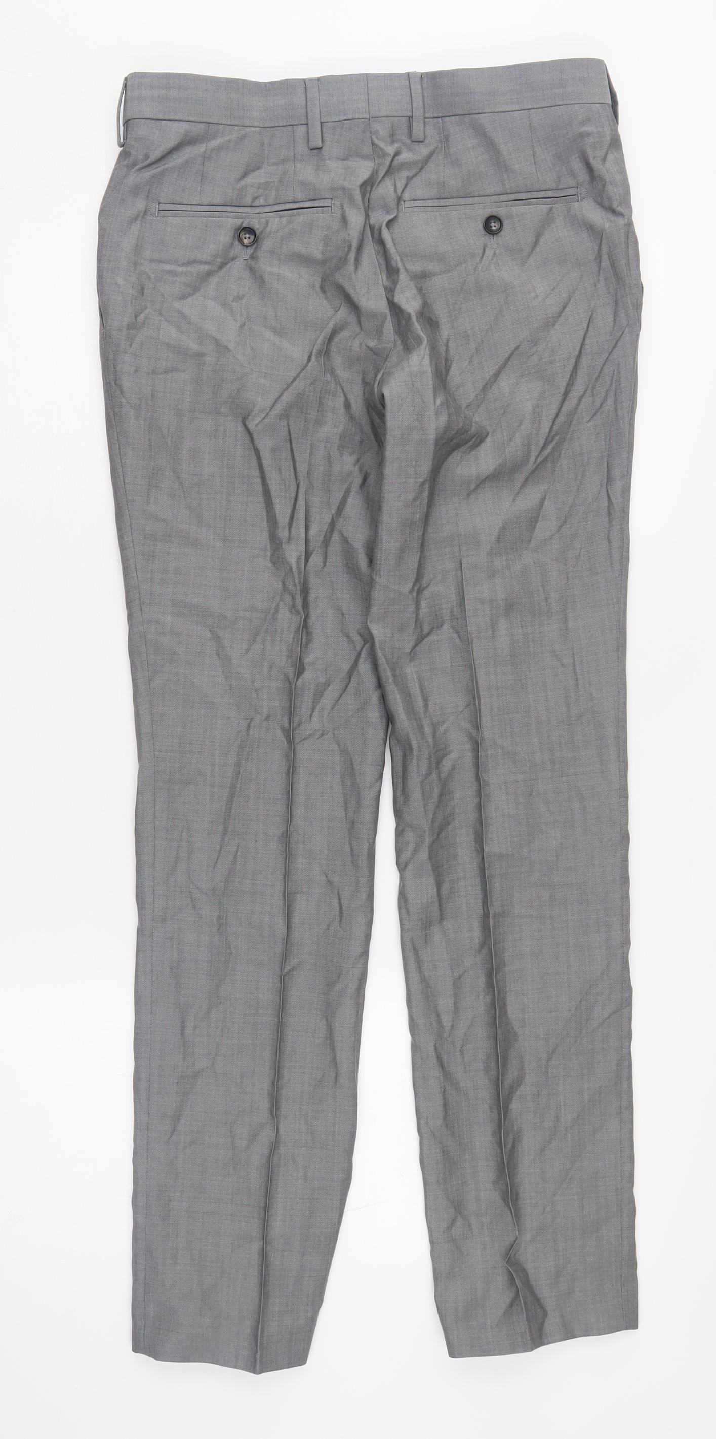Next Men's Grey Wool Dress Pants - Size 30