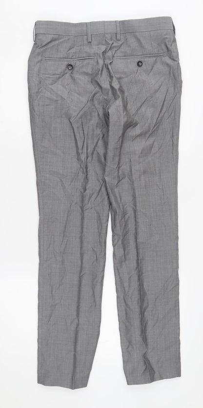 Next Men's Grey Wool Dress Pants - Size 30