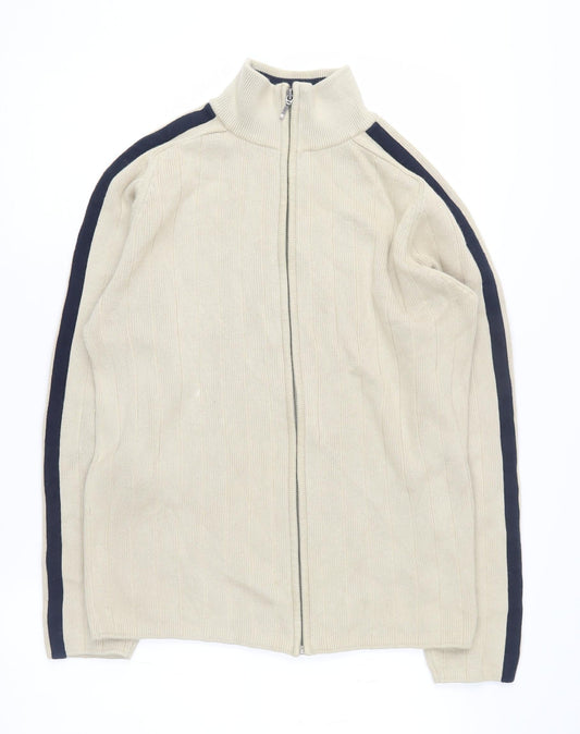 Next Men's Beige Full Zip High Neck Jumper S
