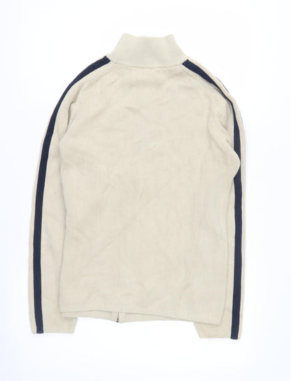 Next Men's Beige Full Zip High Neck Jumper S