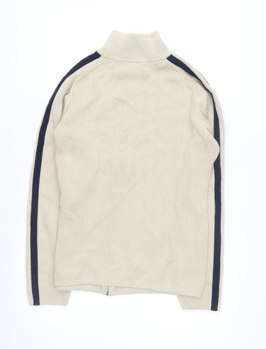 Next Men's Beige Full Zip High Neck Jumper S