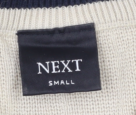 Next Men's Beige Full Zip High Neck Jumper S