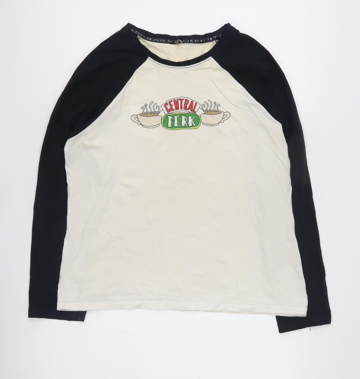Friends Girls T-Shirt 12-14 Yrs Black Ivory Central Perk Long Sleeve