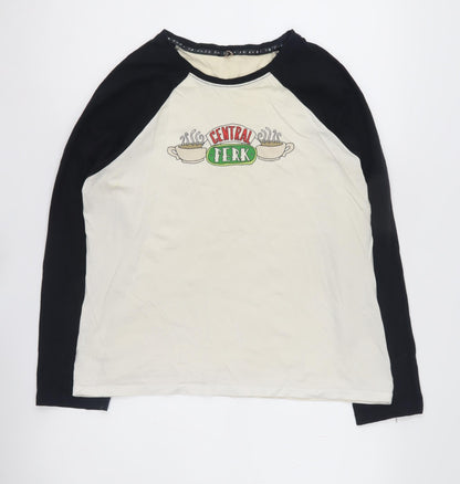 Friends Girls T-Shirt 12-14 Yrs Black Ivory Central Perk Long Sleeve