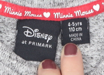 Disney Girls Grey Minnie Mouse Sequin T-Shirt 4-5 Years