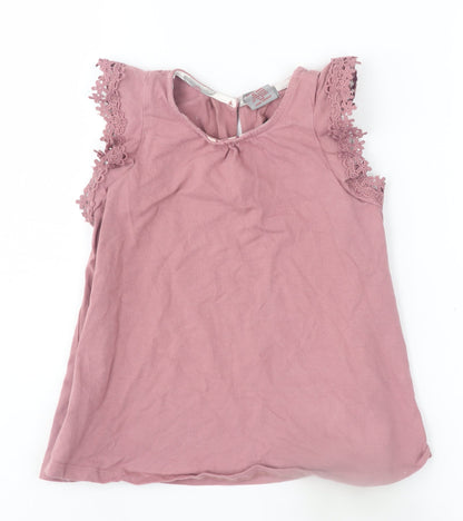 Tahari Girls Pink Crochet Sleeve Blouse, 4-5 Years