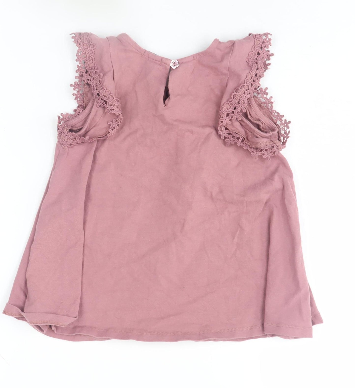 Tahari Girls Pink Crochet Sleeve Blouse, 4-5 Years